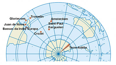 Location of the French Southern and Antarctic Lands