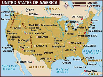 United States of America map