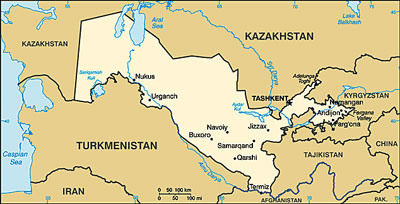 Uzbekistan map