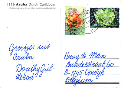 Postcard Aruba back