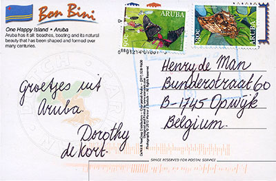 Postcard Aruba back