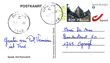 Postcard Belgium back