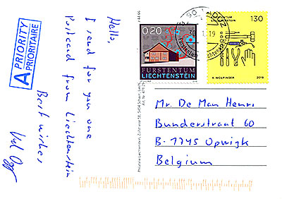 Postcard Liechtenstein back