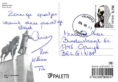 Postcard Lithuania back