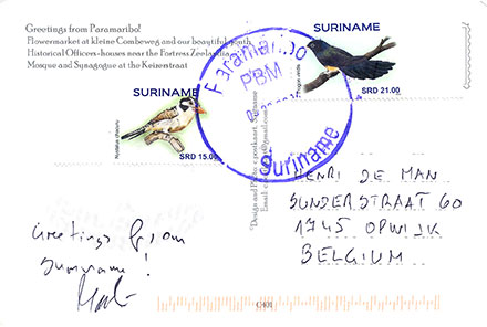 Postcard Suriname back