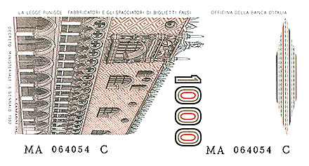 Banknote Italy back